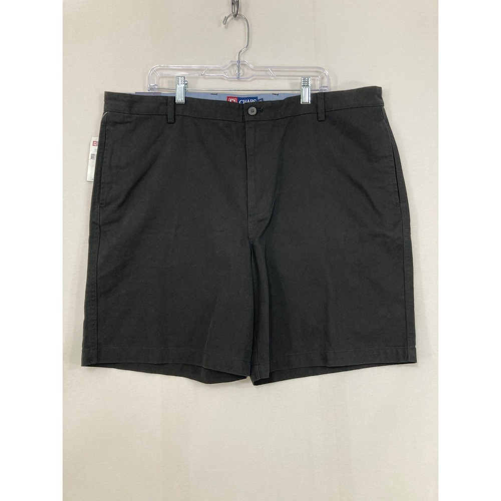 New Chaps Mens Chino Shorts size 42 Black Flat Front Cotton Casual